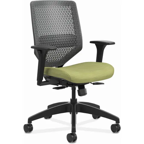 Hon Solve Task Chair, Workstation, Mid-Back, Meadow Fabric Seat, Charcoal ReActiv Back, Black Frame, 300 lb Capacity