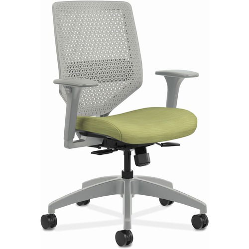 HON Solve Task Chair, Mid-Back ReActiv, Fabric Seat Meadow, Adjustable Arms, Pneumatic Seat Height 16-3/4"-21-3/4", 300 lb Capacity