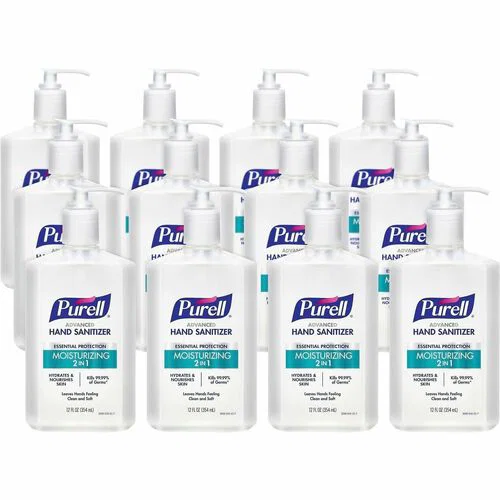 PURELL Advanced Hand Sanitizer Gel, 12 fl oz Pump Bottle, Clean Scent, Moisturizing, Clear, 12/CT
