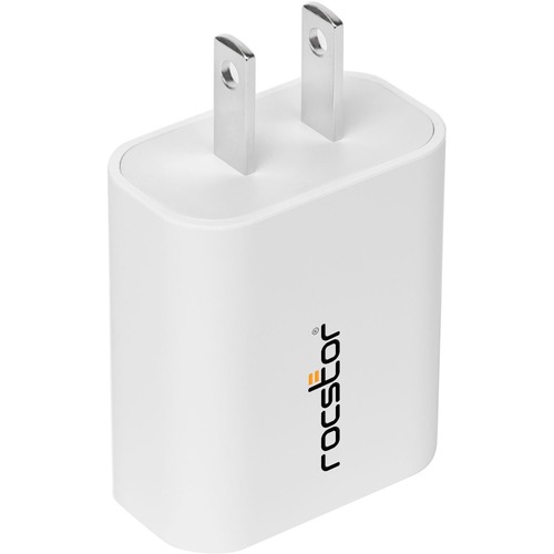 Rocstor 20W Smart USB-C Power Adapter - For Apple® iPhone® 8, 10, 11, 12, & 13, iPad Pro®, iPad Air®, or any USB-C enabled device up to 20W charging - Fast Wall Charger PD3.0 - UL & FCC/CE Certified - White