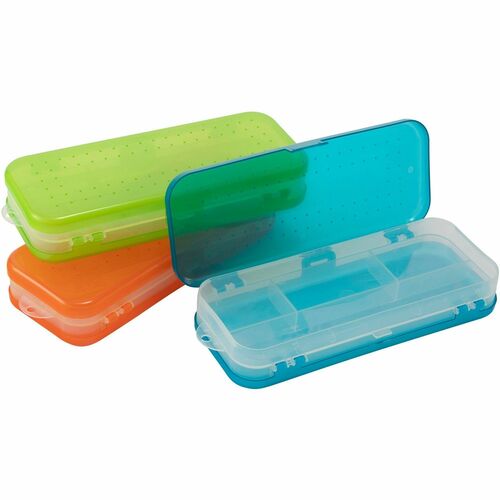 Charles Leonard Double-sided Pencil Boxes - 1.50" Height x 8.50" Width x 3.50" Depth - Double Sided - Assorted - 24 / Display Box