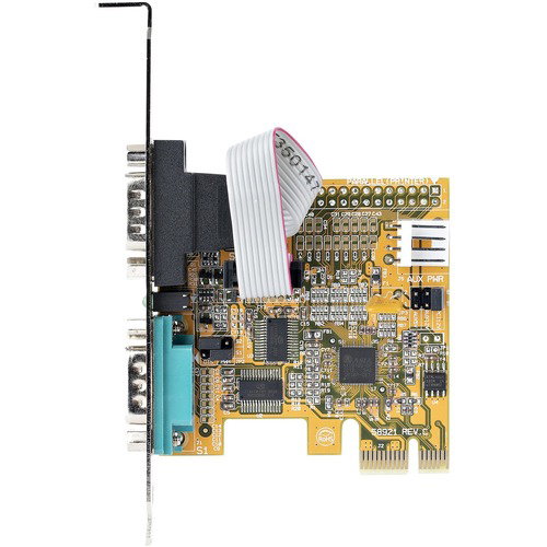 StarTech.com 2-Port PCI Express Serial Card, Dual Port PCIe to RS232 (DB9) Serial Card, 16C1050 UART, COM Retention, Windows & Linux - Connect serial RS232 (DB9) devices, using this PC Serial Card. Supports 16C1050 UART. LED lights to monitor activity on 