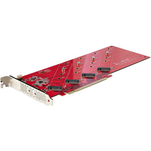 StarTech.com Quad M.2 PCIe Adapter Card, x16 Quad NVMe or AHCI M.2 SSD to PCI Express 4.0, Up to 7.8GBps/Drive, For 2242/2260/2280/22110mm PCIe M-Key M2 SSDs, Bifurcation Required - PC/Linux Compatible - Quad M.2 PCIe Adapter Card enables installation of 