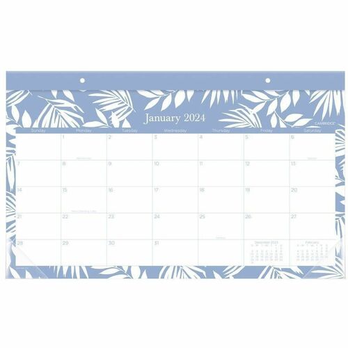 Cambridge Basic 2025-2026 Monthly Desk Pad Calendar, Compact, 17 3/4" x 11" - Monthly - 15 Month - October 2025 to December 2026 - 1 Month Single Page Layout - 17 3/4" x 11" Sheet Size - White Sheet - Headband - Desk Pad - Black, White - Paper - Compact, 