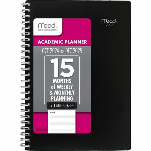 Mead Thicket Monthly Desk Pad Calendar, Compact, 17 3/4" x 11" - Small - Weekly, Monthly - 12 Month - January 2026 to December 2026 - 1 Week, 1 Month Double Page Layout - 17 3/4" x 11" Sheet Size - White Sheet - Twin Wire - Black - Poly - Black Cover - Fl