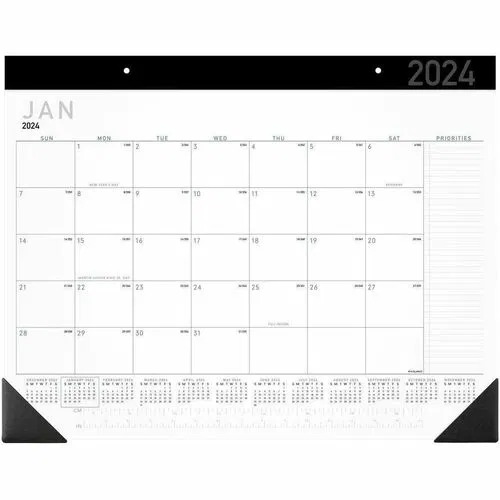 At-A-Glance Contemporary 2026 Monthly Desk Pad Calendar 21-3/4" x 17" - Standard - Julian Dates - Monthly - 12 Month - January 2026 to December 2026 - 1 Month Single Page Layout - 21 3/4" x 17" Sheet Size - 2 x Holes - Headband - Desk Pad - White - Paper 