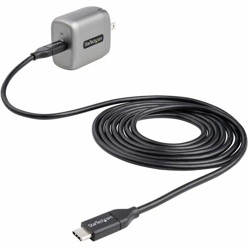 StarTech.com 30W USB-C Wall Charger, Portable GaN Charger w/ USB Power Delivery Fast Charging, USB-IF Certified, 6ft Cable, USB-C Charger - 30 Watt GaN PD Universal USB-C laptop AC wall charger with 6ft cable - Compact power cube - USB type C portable fas