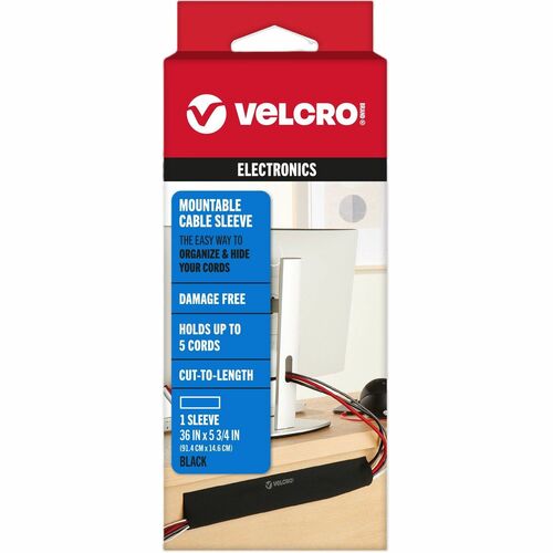 VELCRO® Mountable Cut-To-Length Cable Sleeves - Cable Sleeve - Black - 36" Length - 2 / Pack