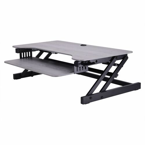 Rocelco DADRG - Sit Stand Desk Riser - 17" Height x 37.50" Width - Desk - Gray - For Monitor, Notebook, Office, Workstation, Medical, Home Office, Student, Keyboard - Sit-stand, Sturdy, Ergonomic, Keyboard Tray, Grommet, Cable Management, Comfortable