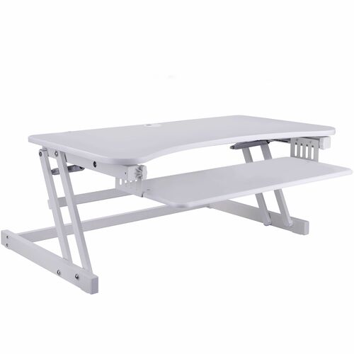 Rocelco DADR 37.4" Deluxe Adjustable Desk Riser - 17" Height x 37" Width - Desk - White - For Monitor, Notebook, Office, Workstation, Medical, Home Office, Student, Keyboard - Sit-stand, Sturdy, Ergonomic, Keyboard Tray, Grommet, Cable Management, Retract
