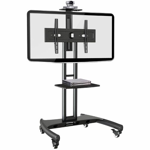 Rocelco VSTC Standard TV Cart - 100 lb Capacity - 4 Casters - 2.50" Caster Size - Steel Frame - Black - 32" to 70" Screen Supported - Landscape - 1 Each