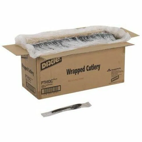 Dixie Cutlery Set, 6.1 in Disposable Teaspoons, Heavyweight Polypropylene, Black, 1000/CT