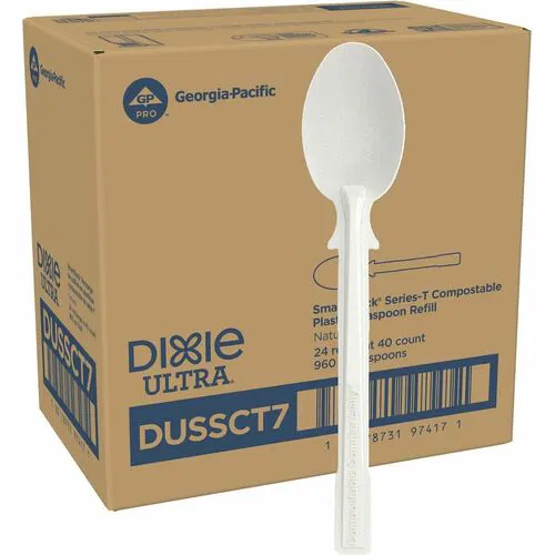 Dixie Ultra, Cutlery Set, SmartStock Teaspoons, Natural Beige Crystallized Polylactic Acid, Disposable, 960/CT