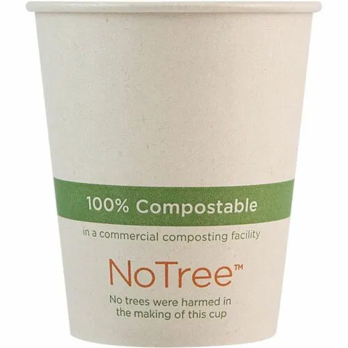 World Centric NoTree Paper Hot Cups - 6 fl oz - Natural - Paper - Hot Drink, Beverage, Tea, Hot Chocolate, Coffee - 50 Cups/Pack - 20 / Carton