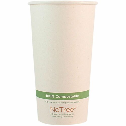 World Centric Compostable NoTree Paper Hot Cups - 20 fl oz - Beige - Paper - Hot Drink, Cafe, Restaurant, Tea, Coffee, Hot Chocolate, Cafeteria - 50/Pack - 20 / Carton