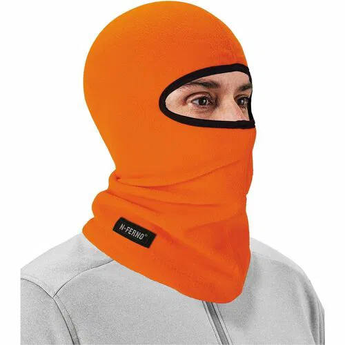 Ergodyne Balaclava Mask, N-Ferno, Fleece, High-Visibility Orange, Reflective Accent, Extended Neck, One Size