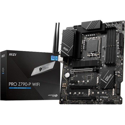 MSI Z790-P WIFI Desktop Motherboard - Intel Z790 Chipset - Socket LGA-1700 - ATX - Core i5, Core i7, Core i9, Pentium Gold, Celeron, Core i3 Processor Supported - 128 GB DDR5 SDRAM Maximum RAM - UDIMM, DIMM - 4 x Memory Slots - IEEE 802.11 a/b/g/n/ac/ax -