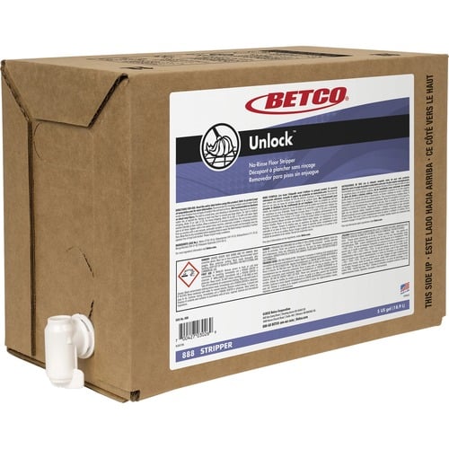 Betco, Floor Stripper, Unlock, 20 qt (640 fl oz), No-Rinse, Fast-Acting, Low-Foaming, Clear