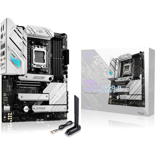 Asus ROG Strix B650-A GAMING WIFI Gaming Desktop Motherboard - AMD B650 Chipset - Socket AM5 - ATX - Ryzen Processor Supported - 128 GB DDR5 SDRAM Maximum RAM - DIMM, UDIMM - 4 x Memory Slots - Gigabit Ethernet - IEEE 802.11 a/b/g/n/ac/ax - HDMI - Display