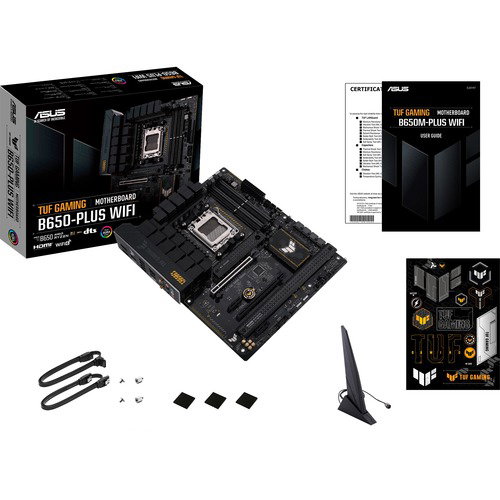 TUF GAMING B650-PLUS WIFI Gaming Desktop Motherboard - AMD B650 Chipset - Socket AM5 - ATX - Ryzen Processor Supported - 128 GB DDR5 SDRAM Maximum RAM - DIMM, UDIMM - 4 x Memory Slots - Gigabit Ethernet - IEEE 802.11 a/b/g/n/ac/ax - HDMI - DisplayPort - 4