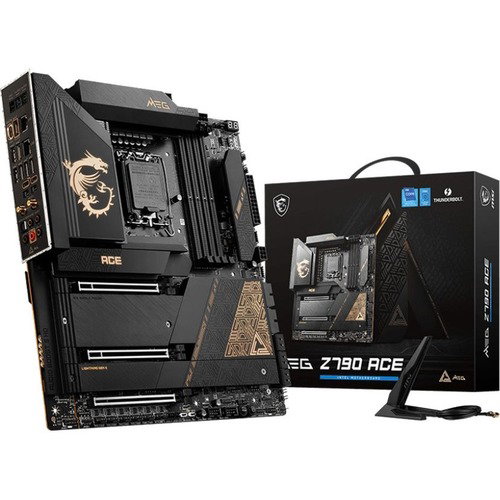 MSI MEG MEG Z790 Ace Gaming Desktop Motherboard - Intel Z790 Chipset - Socket LGA-1700 - Extended ATX - Pentium Gold, Celeron, Core Processor Supported - 128 GB DDR5 SDRAM Maximum RAM - UDIMM, DIMM - 4 x Memory Slots - Gigabit Ethernet - IEEE 802.11 a/b/g