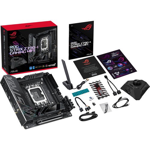 Asus ROG Strix STRIX Z790-I GAMING WIFI Gaming Desktop Motherboard - Intel Z790 Chipset - Socket LGA-1700 - Mini ITX - Core, Pentium Gold, Celeron Processor Supported - 64 GB DDR5 SDRAM Maximum RAM - DIMM, UDIMM - 2 x Memory Slots - Gigabit Ethernet - IEE