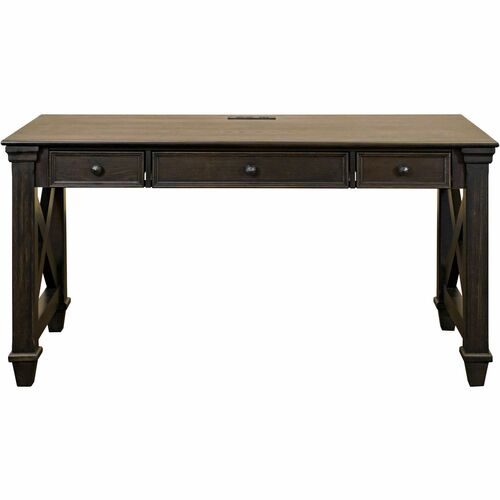 Martin Kingston Office Desking Unit - 30" Height x 60" Width x 28" Depth - 3 - Material: Wood - Finish: Dark Chocolate, Rub Through