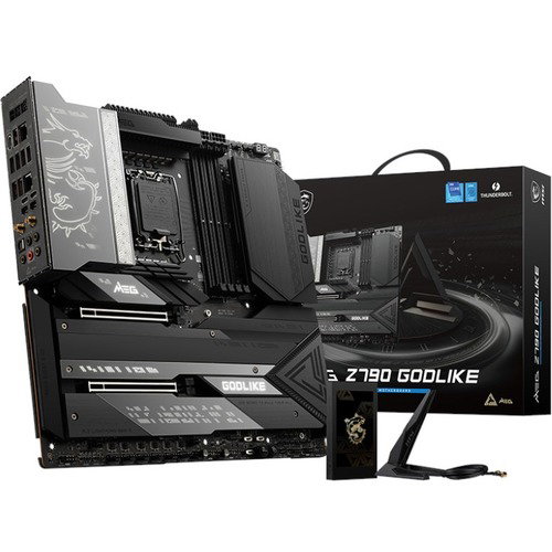 MSI MEG Z790 GODLIKE Gaming Desktop Motherboard - Intel Z790 Chipset - Socket LGA-1700 - Extended ATX - Pentium Gold, Celeron, Core Processor Supported - 128 GB DDR5 SDRAM Maximum RAM - UDIMM, DIMM - 4 x Memory Slots - Gigabit Ethernet - IEEE 802.11 a/b/g