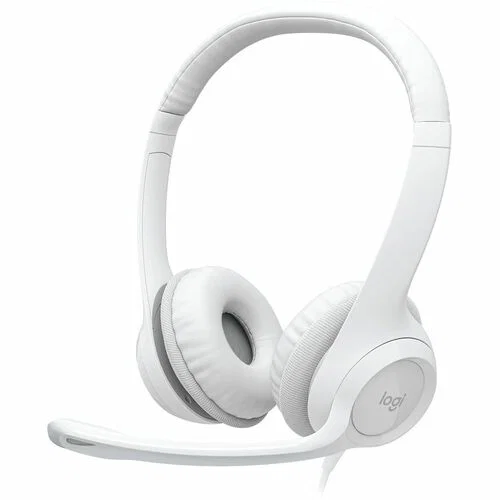Logitech H390 USB-A Computer Headset - Stereo - USB Type A - Wired - 32 Ohm - 20 Hz - 20 kHz - Over-the-head - Binaural - Circumaural - 6.23 ft Cable - Noise Cancelling, Bi-directional Microphone - Off White