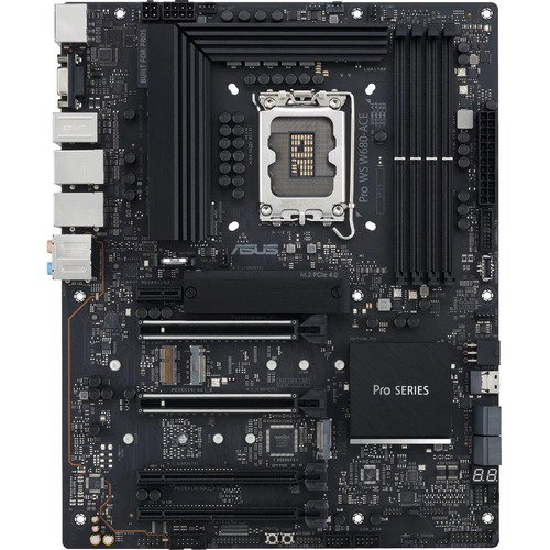 Asus Pro WS W680-ACE Workstation Motherboard - Intel W680 Chipset - Socket LGA-1700 - Intel Optane Memory Ready - ATX - Celeron, Core i5, Core i7, Core i9, Pentium Gold, Core Processor Supported - 128 GB DDR5 SDRAM Maximum RAM - DIMM, UDIMM - 4 x Memory S