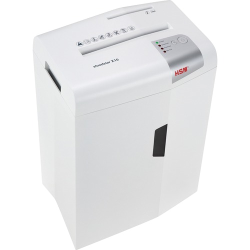 HSM Paper Shredder, Office, Shredstar, Cross Cut, 10-Sheet Capacity, P-4 Security, 5.3 gal Bin, White/Silver