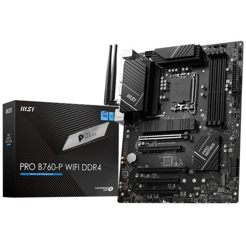 MSI Pro B760-P WIFI DDR4 Gaming Desktop Motherboard - Intel B760 Chipset - Socket LGA-1700 - ATX - Core, Pentium Gold, Celeron Processor Supported - 128 GB DDR4 SDRAM Maximum RAM - DIMM, UDIMM - 4 x Memory Slots - Gigabit Ethernet - HDMI - DisplayPort - 4