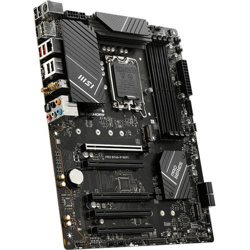 MSI PRO B760-P WIFI Gaming Desktop Motherboard - Intel B760 Chipset - Socket LGA-1700 - ATX - Pentium Gold, Core, Celeron Processor Supported - 192 GB DDR5 SDRAM Maximum RAM - DIMM, UDIMM - 4 x Memory Slots - Gigabit Ethernet - IEEE 802.11 a/b/g/n/ac/ax -