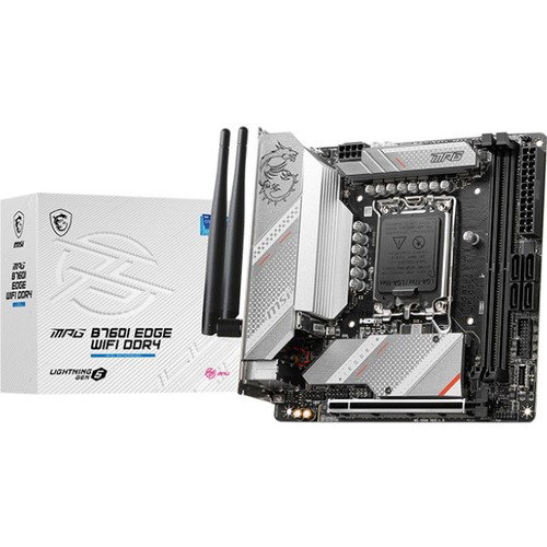 MSI MPG B760I EDGE WIFI DDR4 Gaming Desktop Motherboard - Intel B760 Chipset - Socket LGA-1700 - Mini ITX - Core, Pentium Gold, Celeron Processor Supported - 64 GB DDR4 SDRAM Maximum RAM - DIMM, UDIMM - 2 x Memory Slots - Gigabit Ethernet - IEEE 802.11 a/