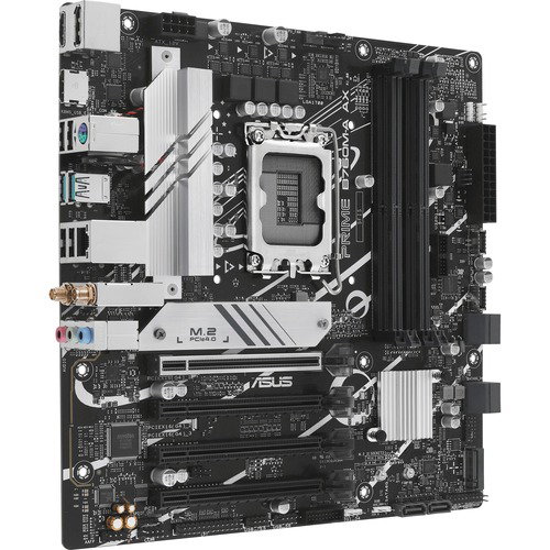 Asus Prime PRIME B760M-A AX Desktop Motherboard - Intel B760 Chipset - Socket LGA-1700 - Micro ATX - Core, Pentium Gold, Celeron Processor Supported - 128 GB DDR5 SDRAM Maximum RAM - DIMM, UDIMM - 4 x Memory Slots - Gigabit Ethernet - IEEE 802.11 a/b/g/n/