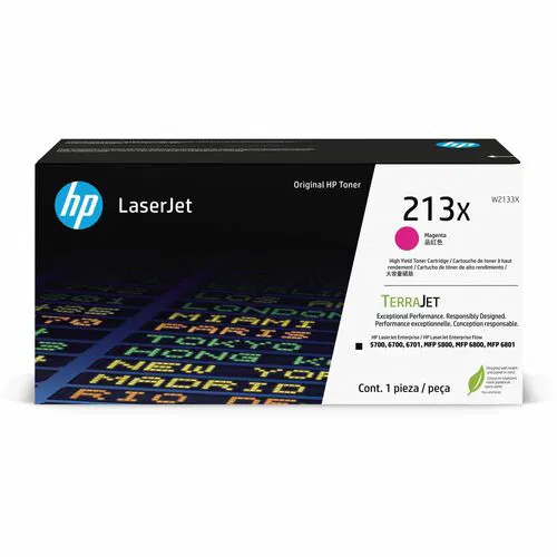 HP 213X (W2133X) Toner Cartridge, Magenta, High-Yield TerraJet, for Color LaserJet Enterprise/Pro 5700/6700/6800 Series
