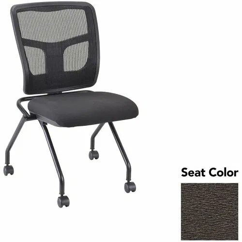 Lorell Guest Chair, Training Room, Black Mesh Back, Fuse Pepper Fabric Seat, Powder-Coat Metal Frame, Flippable Seat, 275 lb Capacity, 2/CT