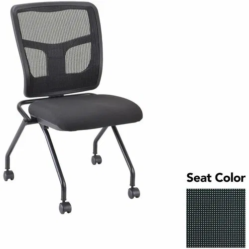 Lorell Guest Chair, Training Room, Mesh Back, Tuxedo Expo Fabric Seat, Powder-Coat Metal Frame, Flip-Up Seat, Swivel Casters, 275 lb, 2/CT
