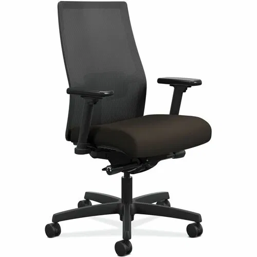 HON Ignition Task Chair, Mid-Back Mesh, Fabric Seat (Espresso), Adjustable Arms and Lumbar, Synchro-Tilt, 300 lb Capacity