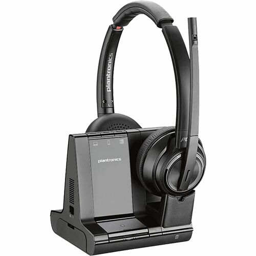 Poly Savi 8220 Office Stereo DECT 1920-1930 MHz Headset - Microsoft Teams Certification - Stereo - USB Type A, RJ-11 - Wired/Wireless - Bluetooth/DECT - 590 ft - 32 Ohm - 20 Hz to 20 kHz - On-ear, Over-the-head - Binaural - Supra-aural - Noise Cancelling 