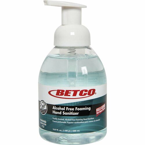 Betco Hand Sanitizer Foam, Alcohol-Free, Fresh Neutral Scent, 16.91 fl oz Pump Bottle, Light Green, 12/CT