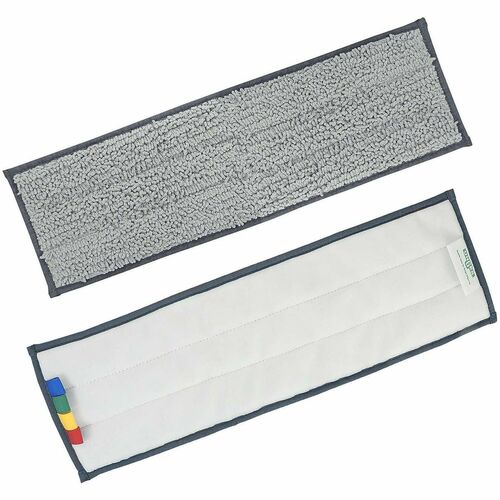 Unger Excella Cleaning Pad, Floor Mopping, 20" Microfiber, 10mm Looped Pile, Hook-and-Loop Fastener, Green/Black, for Excella Mop Pad Holder