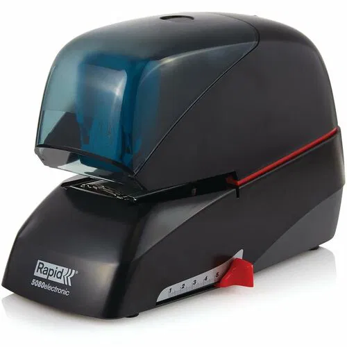 Rapid Electric Stapler, Professional, 90-Sheet Capacity, 2" Throat Depth, 5,000-Staple Cartridge, Flat Clinch, Black