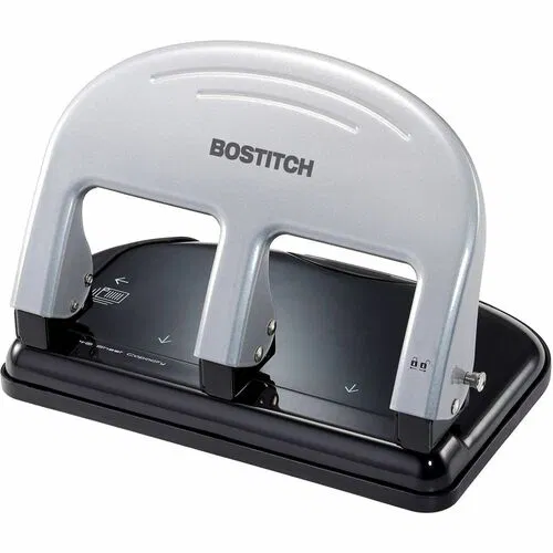 Bostitch EZ-Squeeze 3-Hole Punch - 3 Punch Head(s) - 40 Sheet - Metal