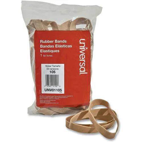 Universal Rubber Bands, Size #105, 0.6" W x 5" L, Beige, 70% Rubber, Food-Safe, 55/PK