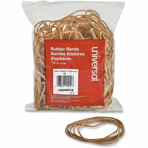 Universal Rubber Bands, Size #19, 3.5" L x 0.1" W, Beige Rubber, 310/PK, FDA-Compliant