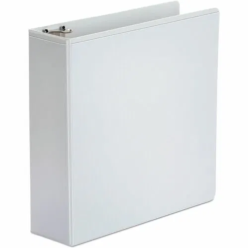 Universal View Ring Binder, 3" Capacity, 460-Sheet, 11" x 8.5", White Polypropylene, Round Back-Mounted Rings
