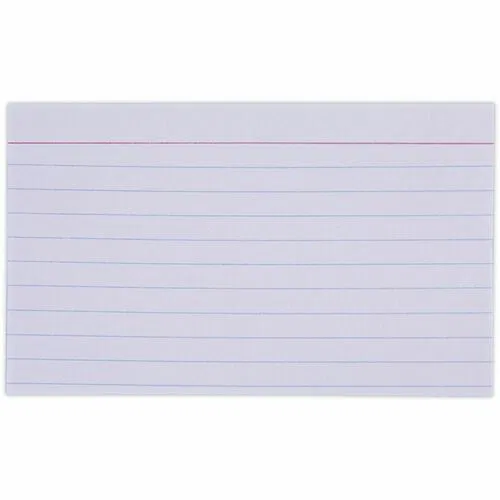 Universal, Printable Index Card, 3" x 5", Ruled, 2-pt Acid-Free, White, 100/PK