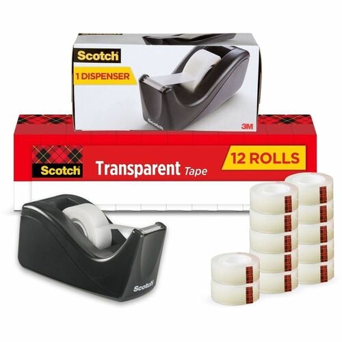 Highland Invisible Tape, Economy, 0.75" x 27.78 yd, 1" Core, Matte Clear, Writable Surface, 12/PK