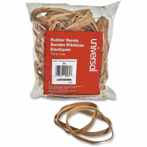Universal Rubber Bands, Office, Kitchen, Size #64, 0.3" W x 3.5" L, Beige, 80/PK